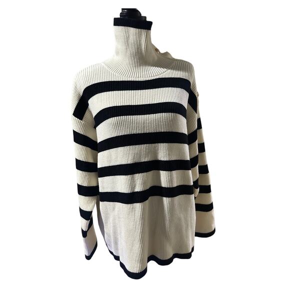 ChicWish Striped Knit Button neck Sweater 3X /4X - Picture 3 of 13
